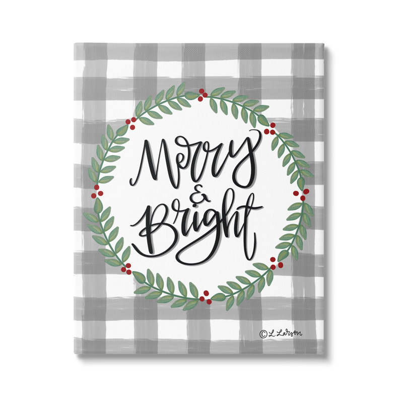 Merry & Bright Gingham Christmas, Toile tendue, H 20 po x l 16 po x P 1,5 po