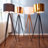 Cardone 60" Tripod Floor Lamp with Drum Shade and Foot Switch – Wooden Metal Legs/White Shade-452105668