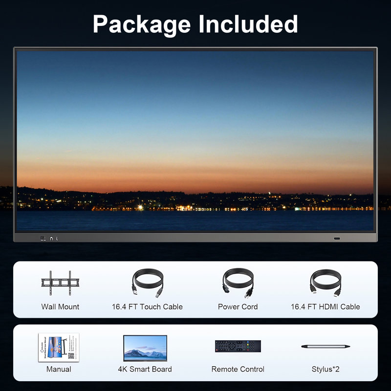 Offre spéciale JYXCN! Smart Board - tableau blanc interactif à écran tactile tout-en-un, système double qui augmente la productivité, partage de nuage connecte les équipes - parfait pour la formation, le bureau et les présentations