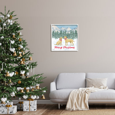 «Merry Christmas Dogs On Wood» par Paul Brent, reproduction
