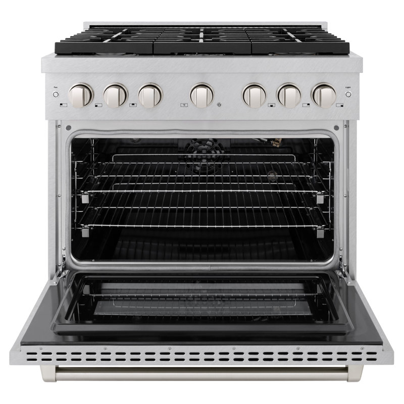 ZLINE 36" Stainless Steel Gas Range with Brass Burners and Convection Oven