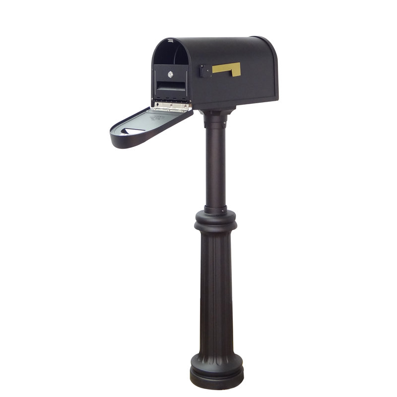 Classic Aluminum Post Mounted Mailbox with Magnetic Closure