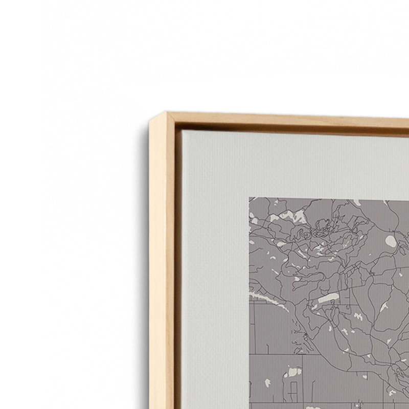 Ottawa Street Map, reproduction d'art sur toile, 24 po x 36 po, Cadre flottant en érable américain