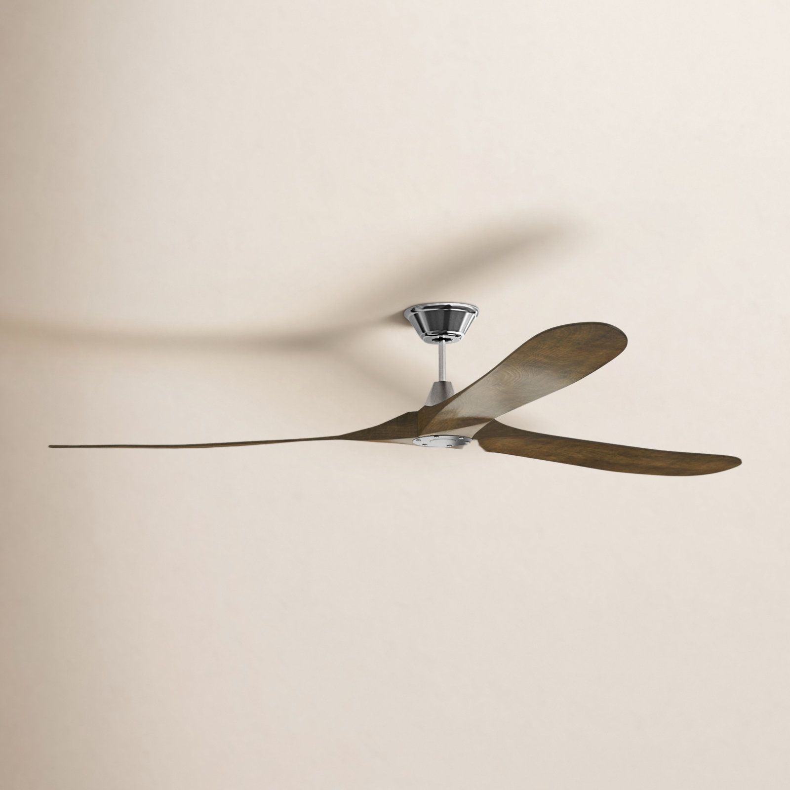 Obsidian 3 Blade Ceiling Fan, Brushed Steel with Dark Walnut Blades, 70 inches