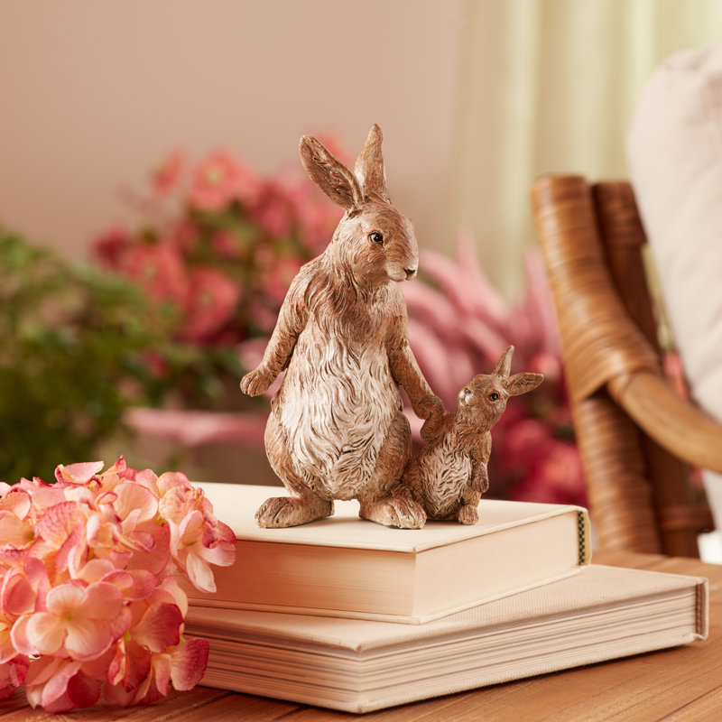 Ensemble de 2 lapins en résine avec lapin August Grove Methuli