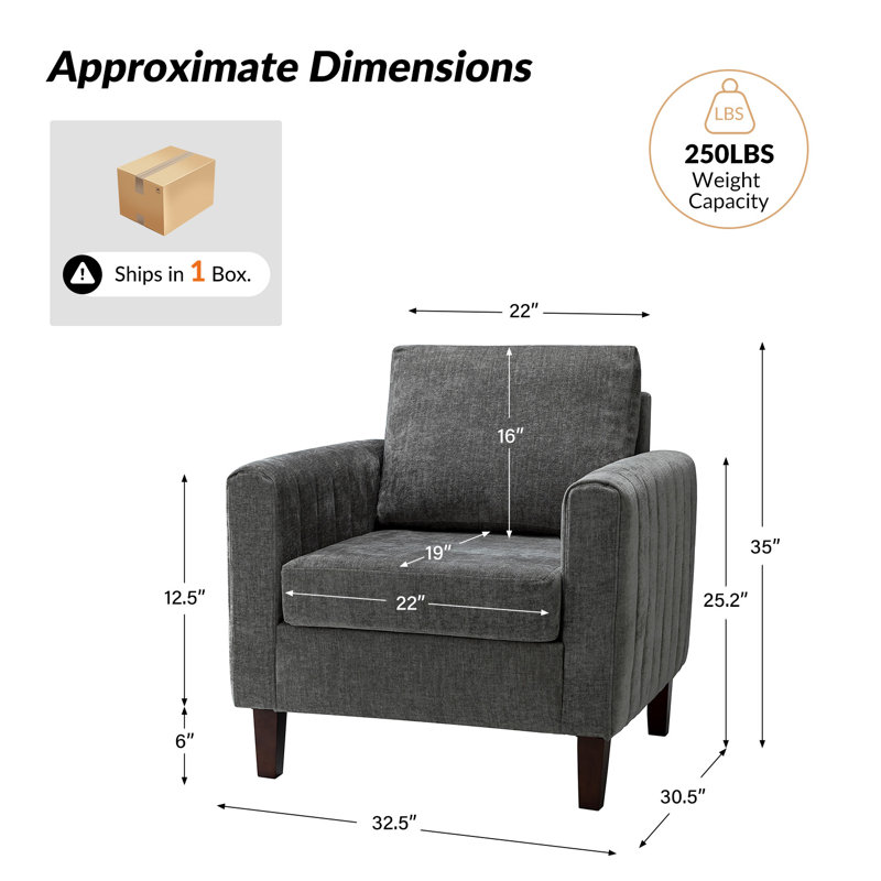 Cephisus Modern Upholstered Club Chair, Gray