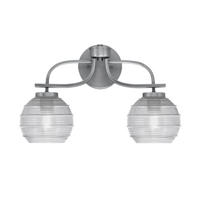Zygi 2 Light Bath Bar Shown In Graphite Finish With 6" Clear Ribbed Glass