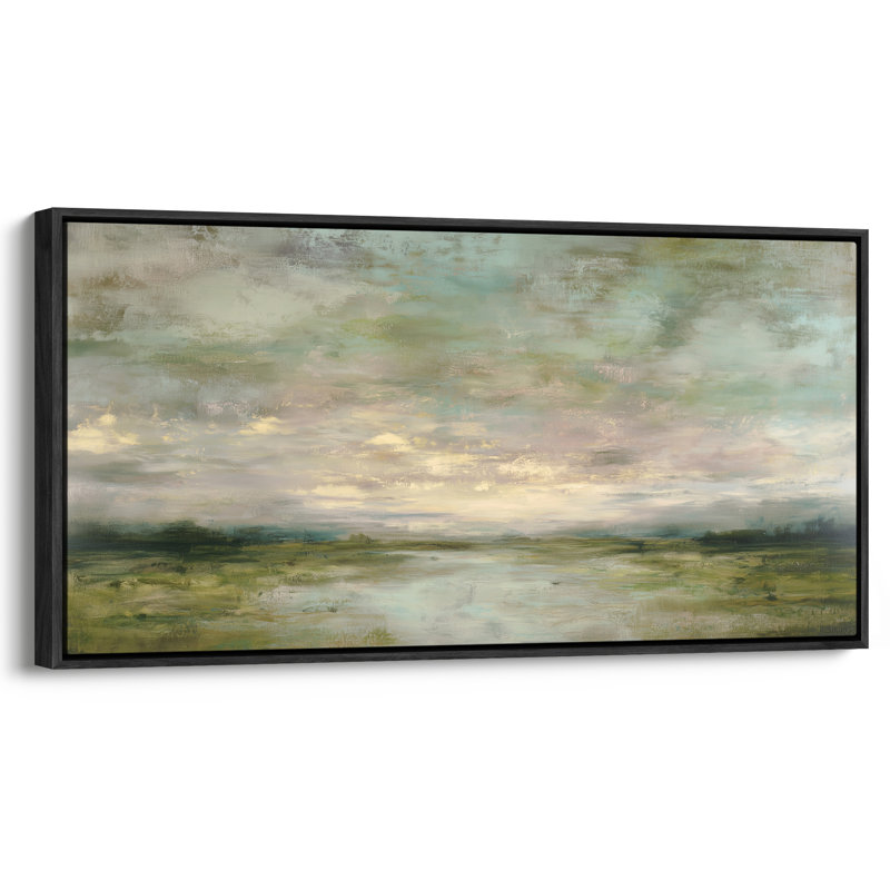«Calm Pastel Open Field Horizon for Living Room», impression murale, Noir, H 30 po x l 60 po