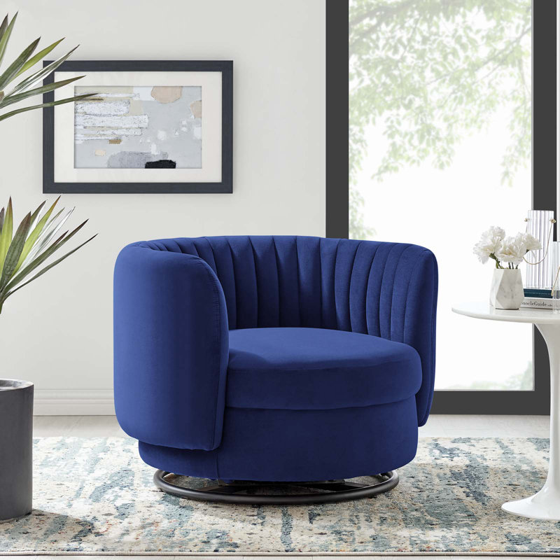 Modway Embrace Tufted Performance Velvet Performance Velvet Swivel Chair, Navy Velvet