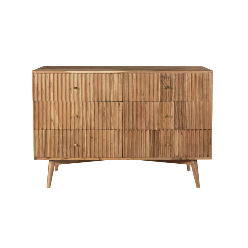 Gerbiorn Solid Wood 117cm W 6 - Drawer Chest of Drawers