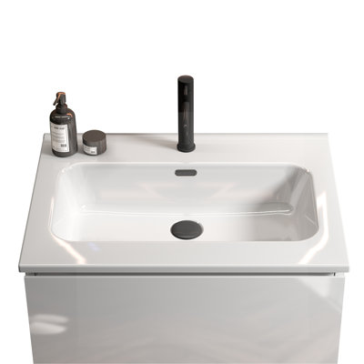 BB0924Y311, cuve en céramique blanche intégrée avec un trou de robinet pré-percé, ensemble de drain NON inclus