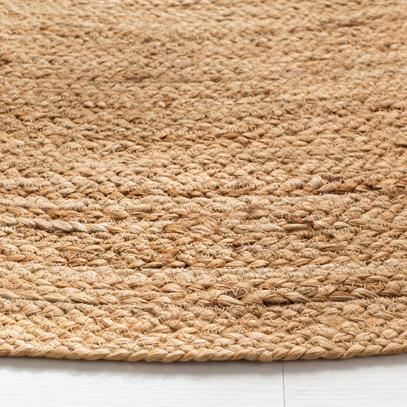 Tapis en jute de couleur unie Cascio, Rond 3 pi
