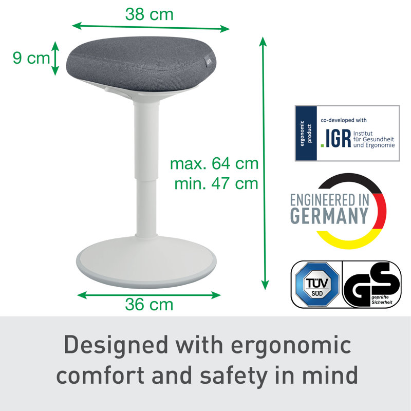 Adjustable Height Active Stool, Matte White