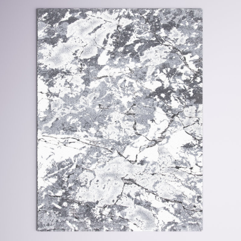 Abstract Gray/Ivory Area Rug, Rectangle 8' x 10'
