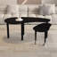 Table basse avec placage de grain de bois noir profond, plateau tournant à 360 °, pieds en bois d'hévéa massif pour le salon