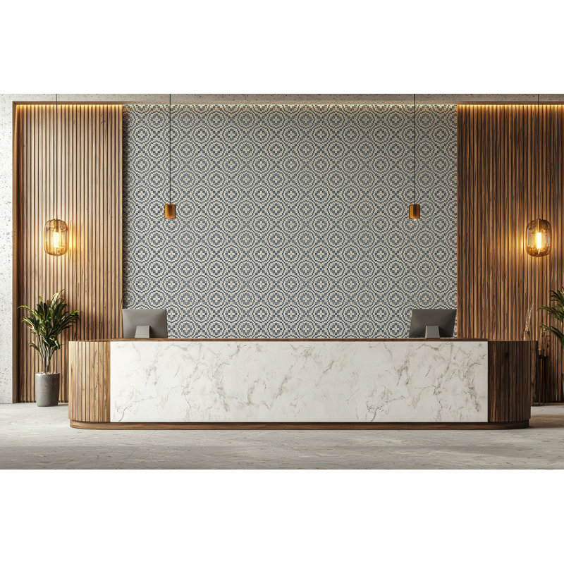 Echo Tile - Wallpaper, Non-Pasted, Oxford Blue, Non-Woven