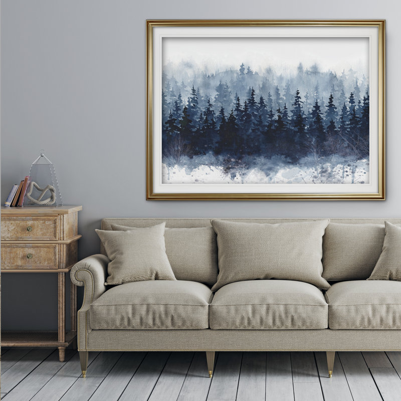 Arenado " Indigo Forest ", 24" H x 36" W, Framed Print, Gold