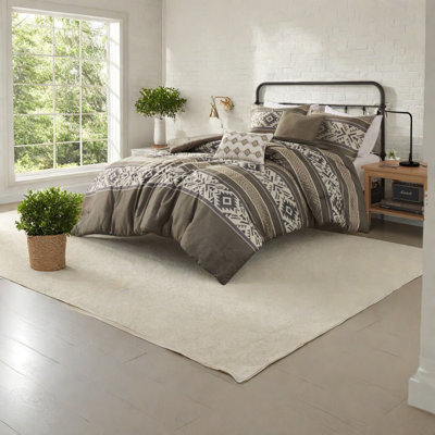 Hypoallergenic 5-piece Bedding Sets, Soft Brown Polyester, Southwestern Style For Home Comfort