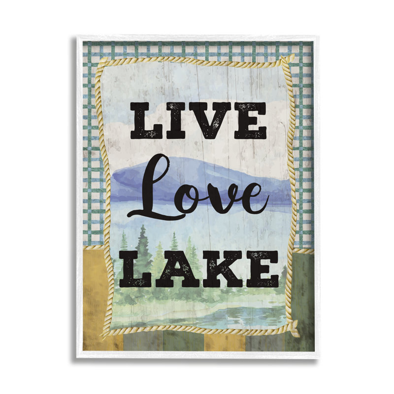Live Love Lake Sentiments, charmante chaîne de montagnes du lac par ND Art - Art textuel, H 20 po x l 16 po