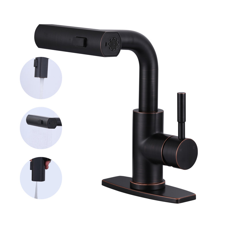 Robinet de cuisine à poignée simple avec douchette pivotante à 90 ° unique en trois modes de fonctionnement