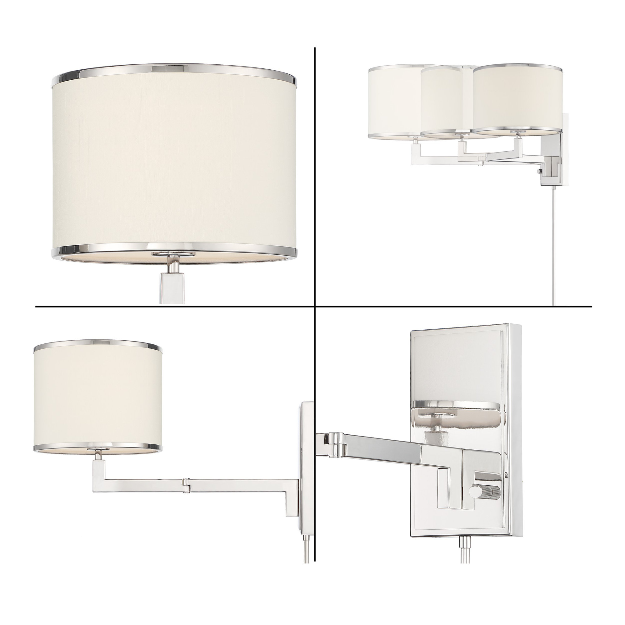 Cobblefield Single Light Dimmable Swing Arm Sconce, Polished Nickel