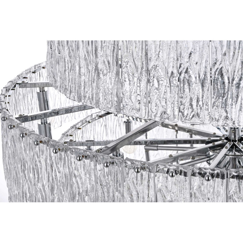 Lustre en verre 40 pouces Intisar, Chrome chrome