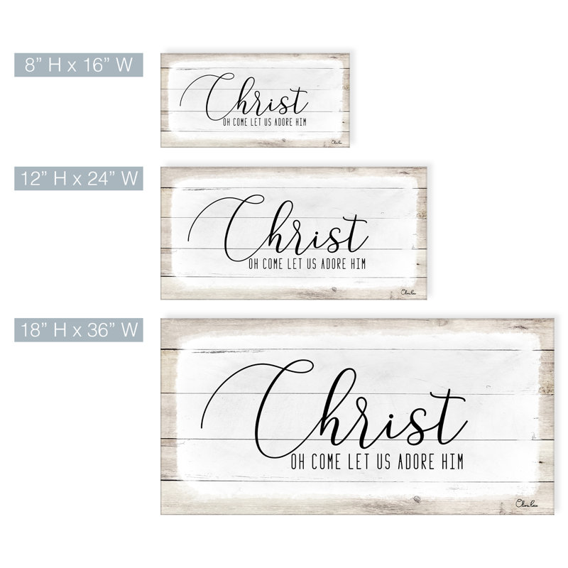 Reproduction d’art textuel « Christ » par Olivia rose sur toile tendue, H 18 po x l 36 po x P 1,5 po