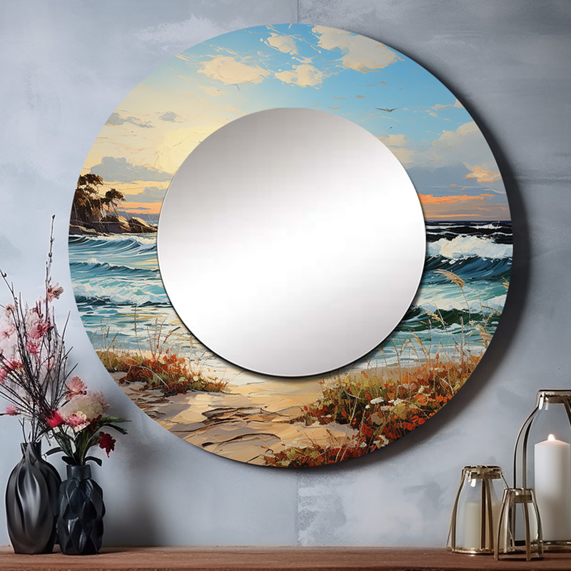 Beach Sand Euphoria III - Nautical & Beach Round Mirror Wall Decor, 36" x 36"