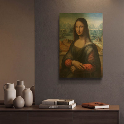 «Mona Lisa Prado-Gioconda_Prado Mona Lisa» par Leonardo Da Vinci, art mural en métal doré, 12 po x 16 po