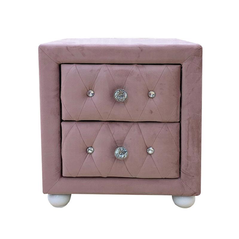 Table de chevet rose rembourrée 2 po