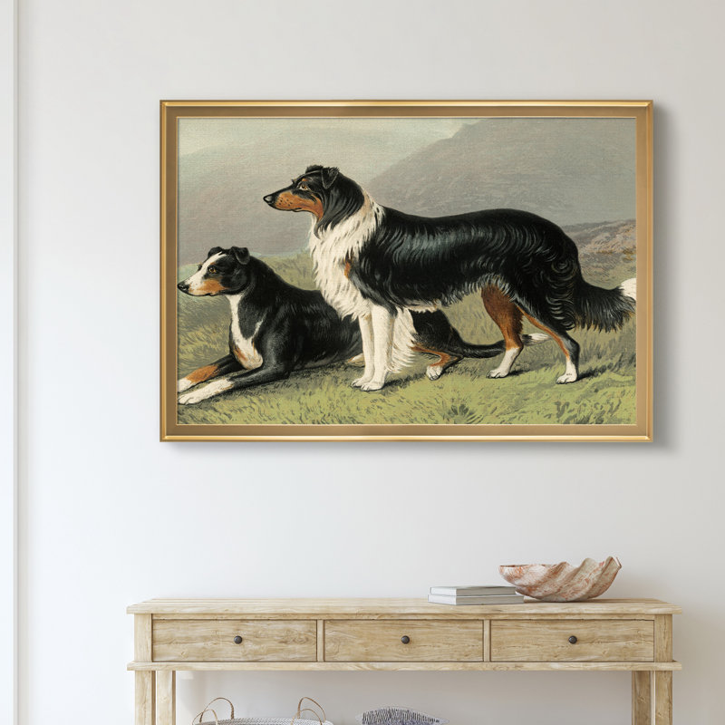 Sheep Dogs - Reproduction d'art sur toile encadrée, H 26,5 po x l 36,5 po x P 1,5 po, Doré