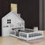 Lit double pleine grandeur avec fenêtre, tablettes et tiroirs de chevet, lit plateforme avec ensemble de prises et port USB