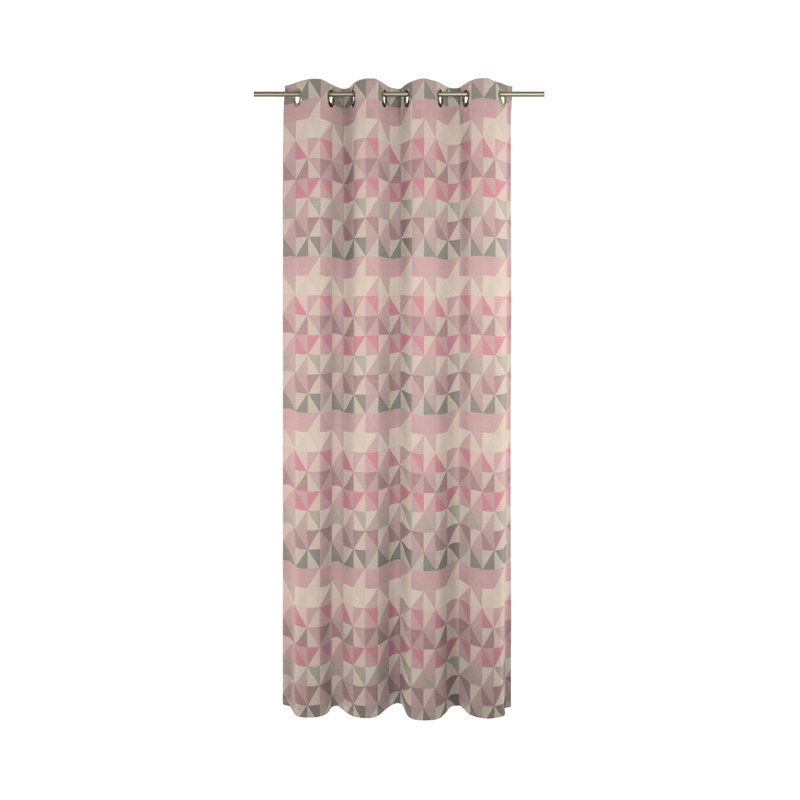 Vanesa Cotton Room Darkening Curtain Single Panel, 145 W x 145 D cm, Pink/Misty Rose/Beige