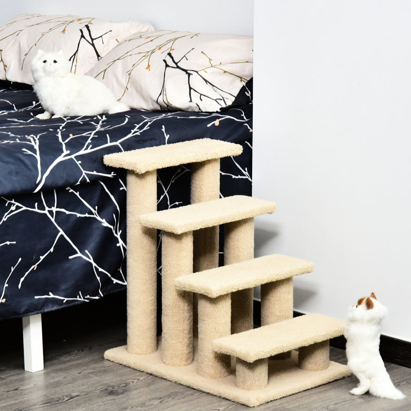 Escalier pour chat multi-niveaux à 4 niveaux pour chat, beige, 25 po - Votre tapis des chats aidants