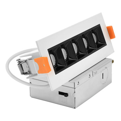 Plafonnier linéaire encastré à DEL sans tête à 5 têtes LUXRITE, éclairage architectural 5CCT, CRI90, 11W, 600LM, faisceau 45 °, 120V, à intensité variable, à intensité variable et homologué ETL