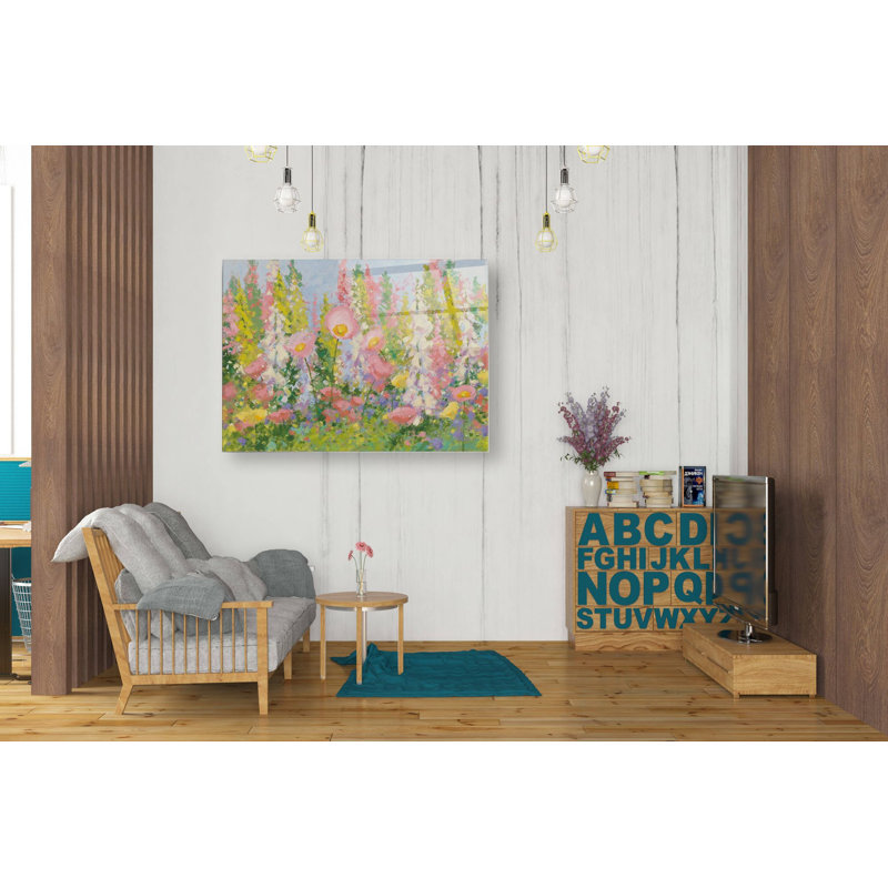 «Garden Pastels I Blue Sky» par Shirley Novak, art mural en verre acrylique, H 24 po x l 36 po x P 0,2 po