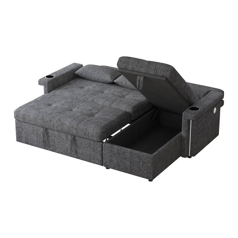 3 Seater Chenille Sofa Bed, Grey