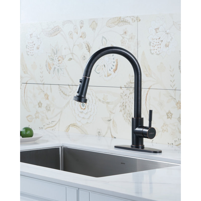 Pull Down Single Handle Kitchen Faucet with 3-Modes Advanced Spray, Oil Rubbed Bronze
