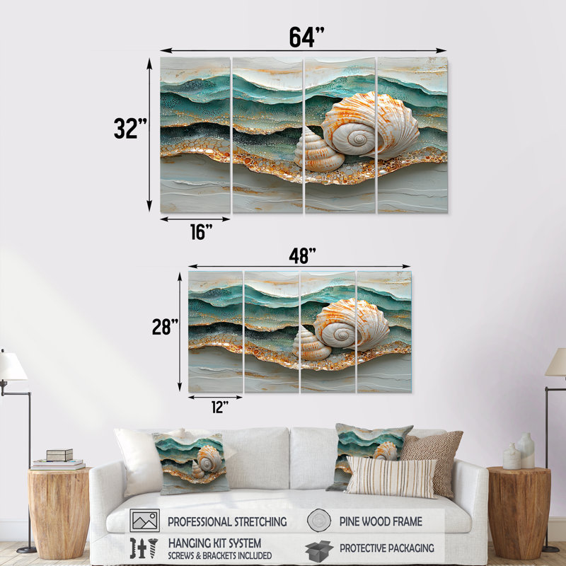 Yorkshire - art mural côtier - ensemble d'art mural nautique, H 32 po x l 64 po, 4