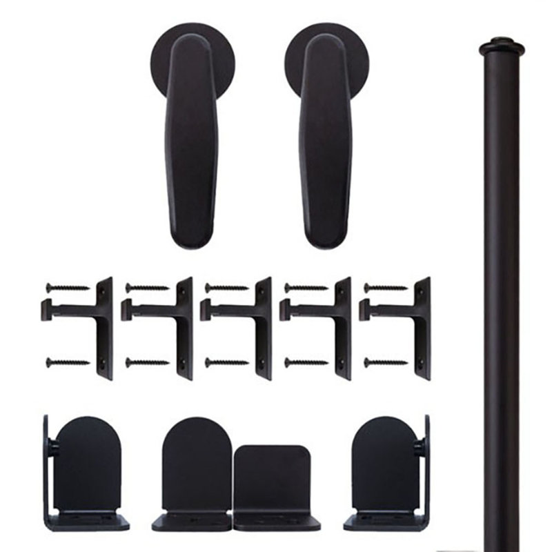 Ensemble de quincaillerie de porte de grange pour porte simple Vista, Noir