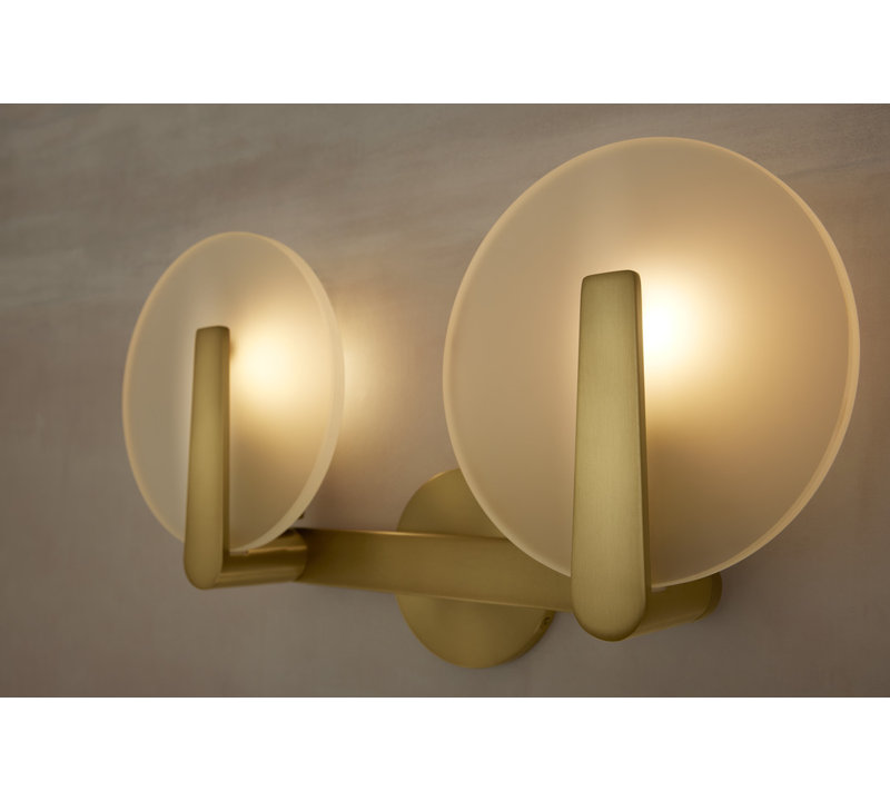 Hint Two-Light Sconce, Brushed Brass