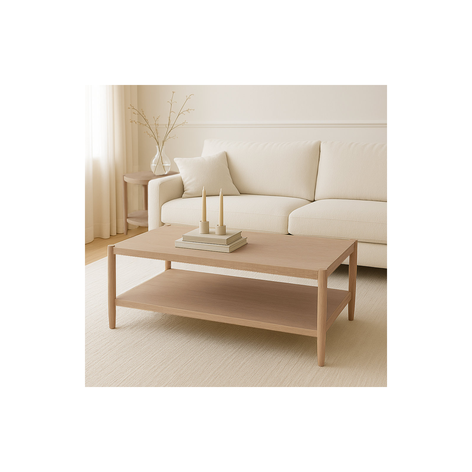 Reece Rectangular Coffee Table, Natural Wood