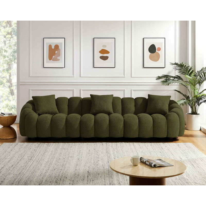 Winnie Round Arms Modular Sofa, Olive Boucle, 4