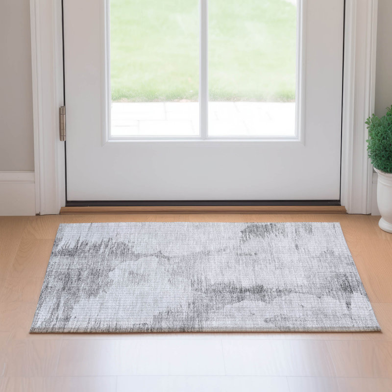 Premium Machine Washable Prisco Silver Rug, Rectangle 1'8" x 2'6"