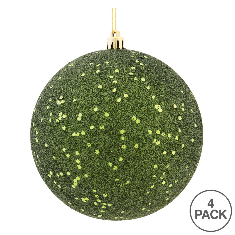 Décoration de boule décorative des Fêtes, Vert mousse, H 6 po x l 6 po x P 6 po