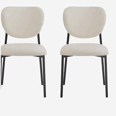 Chaises de salle à manger rembourrées avec pieds en métal, beige