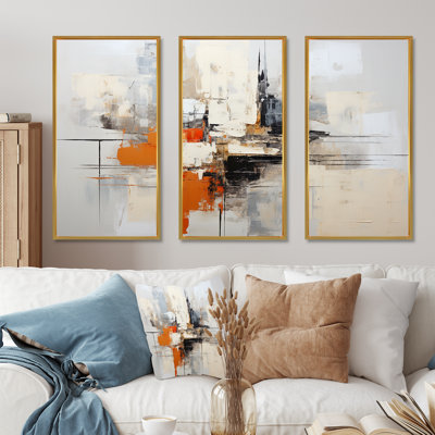 Ensemble de salon moderne et scandinave beige et jaune