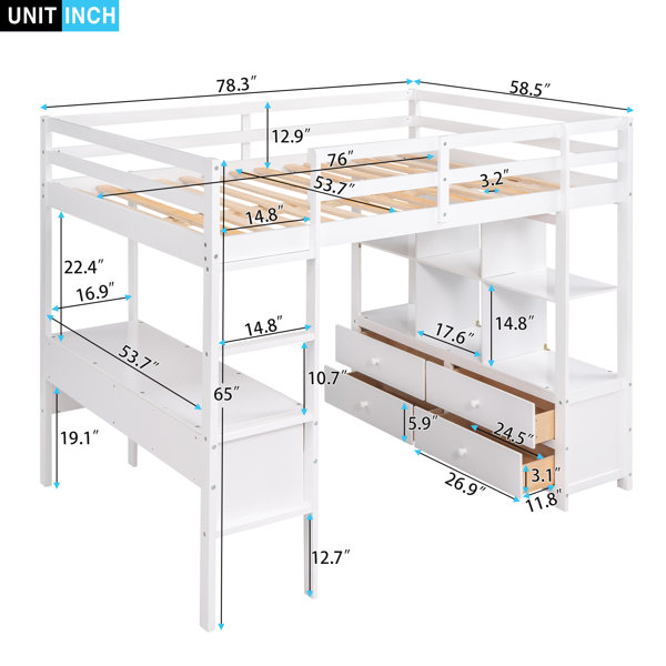 Harriet Bee Loft With Built-In Desk And Bookshelf & Reviews | Wayfair