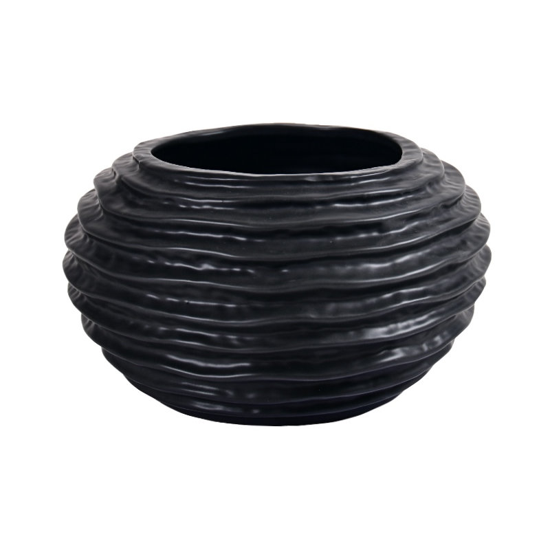 Vase de table en céramique Ghanim, Noir, Petit