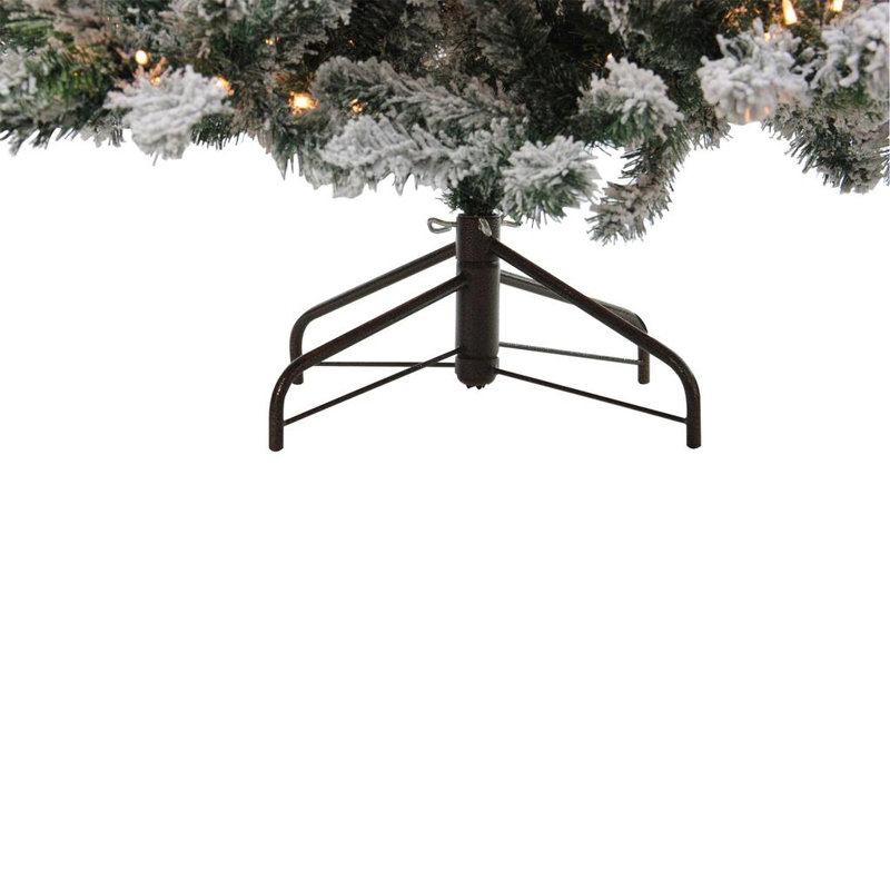 Arbre de Noël artificiel émaillé naturel enneigé 6,5 pi avec lumières claires, H 7,5 pi